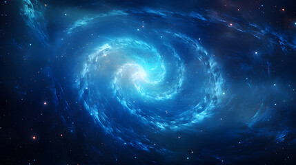 Digital galaxy in blue with stars and spirals in space graphic poster web page PPT background