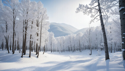Winter Wonderland: A Stunning 3D Illustration of a Silver Forestscape