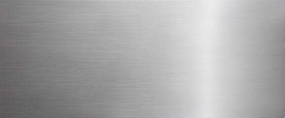 Shiny steel plate with brushed metallic texture on a white backdrop