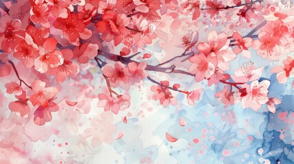 Watercolor painting of cherry blossoms
