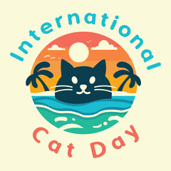 Creative International Cat Day concept background logo. 