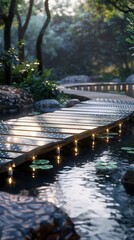 Bridge with solar-powered pathway lights, self-sustaining â€“ Solar path.