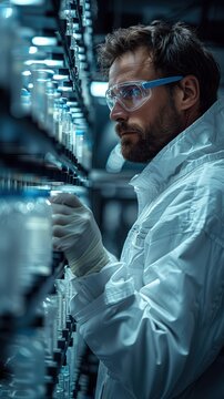 Chemist using chromatography equipment to ensure the purity of a pharmaceutical compound.