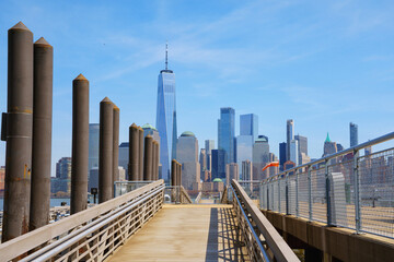 Big panorama view of New York city. View from New Jersey to completely Manhattan with world trade...