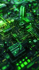 Green IT solutions for businesses, tech leaders presenting, digital hub.