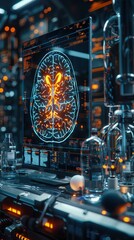 High-resolution neuroimaging being used to study brain connectivity in a research lab.