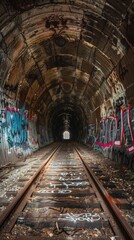 Historic tunnel with chronological graffiti history â€“ Time tunnel.