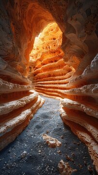 The unique echo of a singer&acirc;&euro;&trade;s voice in a vast cave, sound waves bouncing off rock walls.