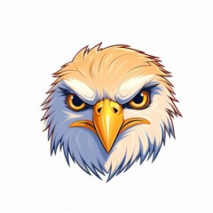 Fototapeta premium A closeup of a birds face, highlighting its bright eyes and colorful feathers, with a clean white background, perfect for focused animalthemed stock images