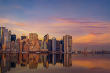 New York City with Manhattan Skyline over Hudson River,New York City, USA	
