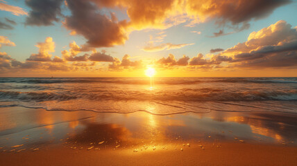The image is of a beach with a lot of sand and water