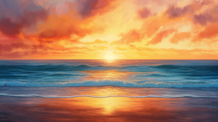 Fototapeta premium The image is of a beach with a lot of sand and water