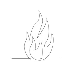 Obraz premium Vector Continuous single line drawing of fire on white background illustration and minimal 