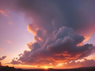 sunset over the clouds