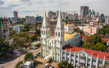 Naklejka premium Aerial view of Minor Basilica of San Sebastian in Manila