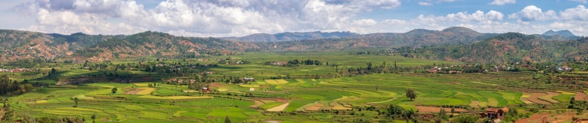 Fototapeta na wymiar Panorama of Betafo fields near Antsirabe in Madagascar