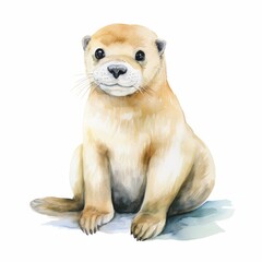 Cute watercolor illustration of a baby sea otter. Perfect for children's book illustration, nursery art, or as a gift for any animal lover.