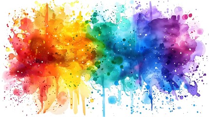 Fototapeta premium Vibrant Watercolor Splash of Colorful Paint Blending and Flowing Dynamically on Canvas or Paper