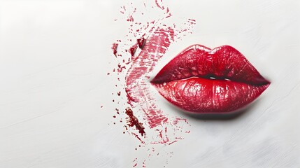 Fototapeta premium Mesmerizing Lipstick Kiss Marks on Pristine White Background