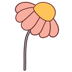 Groovy flower cartoon characters. Retro flower groovy 70s. cute cartoon character vintage.