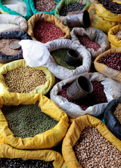 Dry beans for sale at an open air market in Kenya