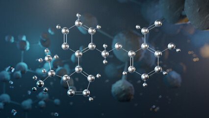 voxelotor molecular structure, 3d model molecule, thrombosis agents, structural chemical formula view from a microscope