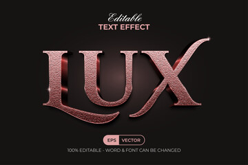 Rose Gold Text Effect Lux Texture Style. Editable Text Effect.
