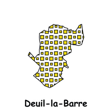 Map City of Deuil la Barre, geometric logo with digital technology, illustration design template