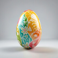 Colorful easter egg with easter decoration on transparent background, PNG
