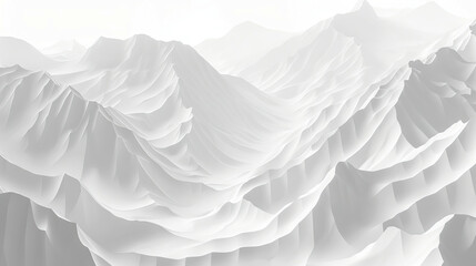 Obraz premium A white mountain landscape with mountains and clouds.