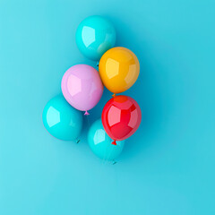 Colorful balloons on a blue background.