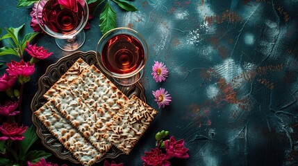 Pesach celebration concept (Jewish Passover holiday). Traditional book in Hebrew Passover Haggadah