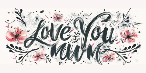 Obraz premium calligraphy love mum mother's day card concept, ai