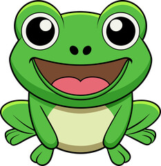 Cute Kawaii Delighted Frog Icon