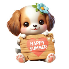 Watercolor Happy Summer Dog