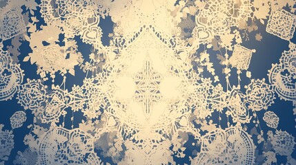 Intricate patterns of lace-like filigree weaving together in a delicate dance of symmetry. Amazing anime background