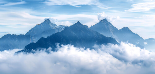 mountains and clouds