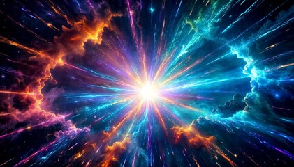 Naklejka premium Vibrant Abstract Burst in Psychedelic Nebula