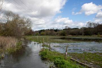flooded footpath in Titchfield Hampshire England