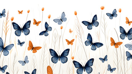 blue and orange butterflies oil painting abstract decorative painting