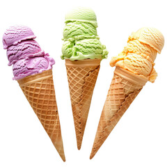 Bright colored ice cream, on a transparent background