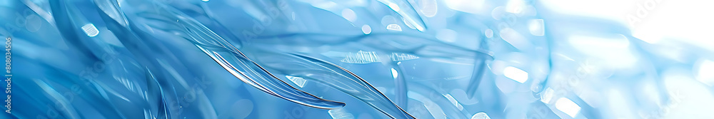 Poster blue seaweed background with intertwined, large and thick, matte and translucent elements, with copy