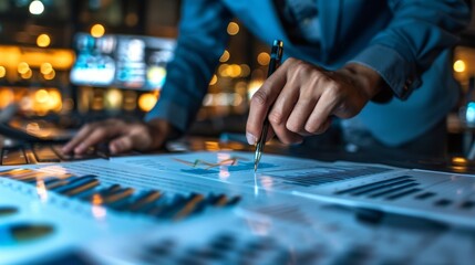 A stock market analyst presenting investment recommendations, financial planning