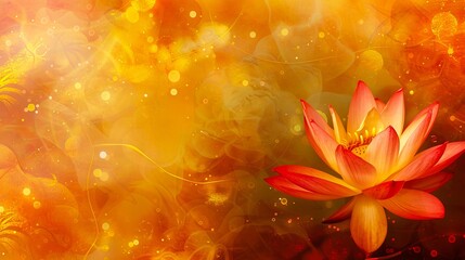A lotus flower on an orange background.