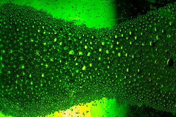 The close distance of the green bubble,Bubble, DNA, Drop, Liquid, Medicine,Foam Bubble from Soap or Shampoo Washing,Poland, Biochemistry, Biotechnology, Laboratory, Water