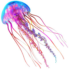 Beautiful bright colored jellyfish, on a transparent background