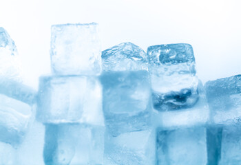ice cubes isolated white background,Close up clear ice cubes and rocks isolated on white...