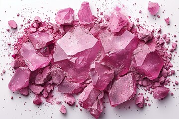 Crushed eyeshadow as sample of cosmetic product on white background