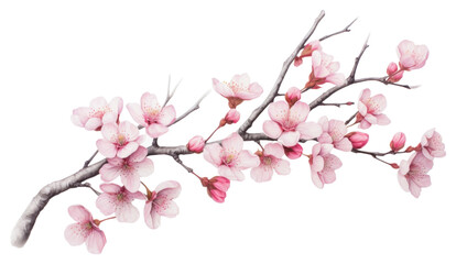 PNG Sakura tree branch blossom drawing flower.