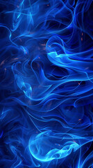 Vibrant indigo abstract waves with a flame motif great for a rich enchanting background